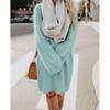 JEKE-DG Women's Furry Pullover Sweater Dress Casual Crewneck Long Sleeve Dress Loose Oversized Knitted Mini Tops (Large,Cyan) view 2