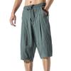 SWJGLITTR Men's Linen Drawstring Capri Cotton Lightweight Loose 3/4 Shorts Casual Elastic Waist Beach Short (Green,Large) view 1