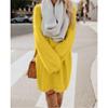 Women's Furry Pullover Sweater Dress Casual Crewneck Long Sleeve Dress Loose Oversized Knitted Mini Tops (X-Large,Yellow) view 2