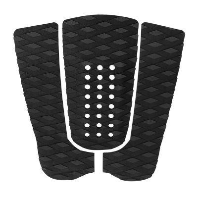 3 PCS Surfboard Skimboard Pad, EVA Surfing Anti Slip Traction Cushion Tailpad Deck Grip with Kicker for Stomp Surf Boards Fish Board(Black)