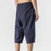SWJGLITTR Men's Linen Drawstring Capri Cotton Lightweight Loose 3/4 Shorts Casual Elastic Waist Beach Short (Blue,X-Large) view 3