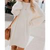 JEKE-DG Women's Furry Pullover Sweater Dress Casual Crewneck Long Sleeve Dress Loose Oversized Knitted Mini Tops (3X-Large,White) view 2