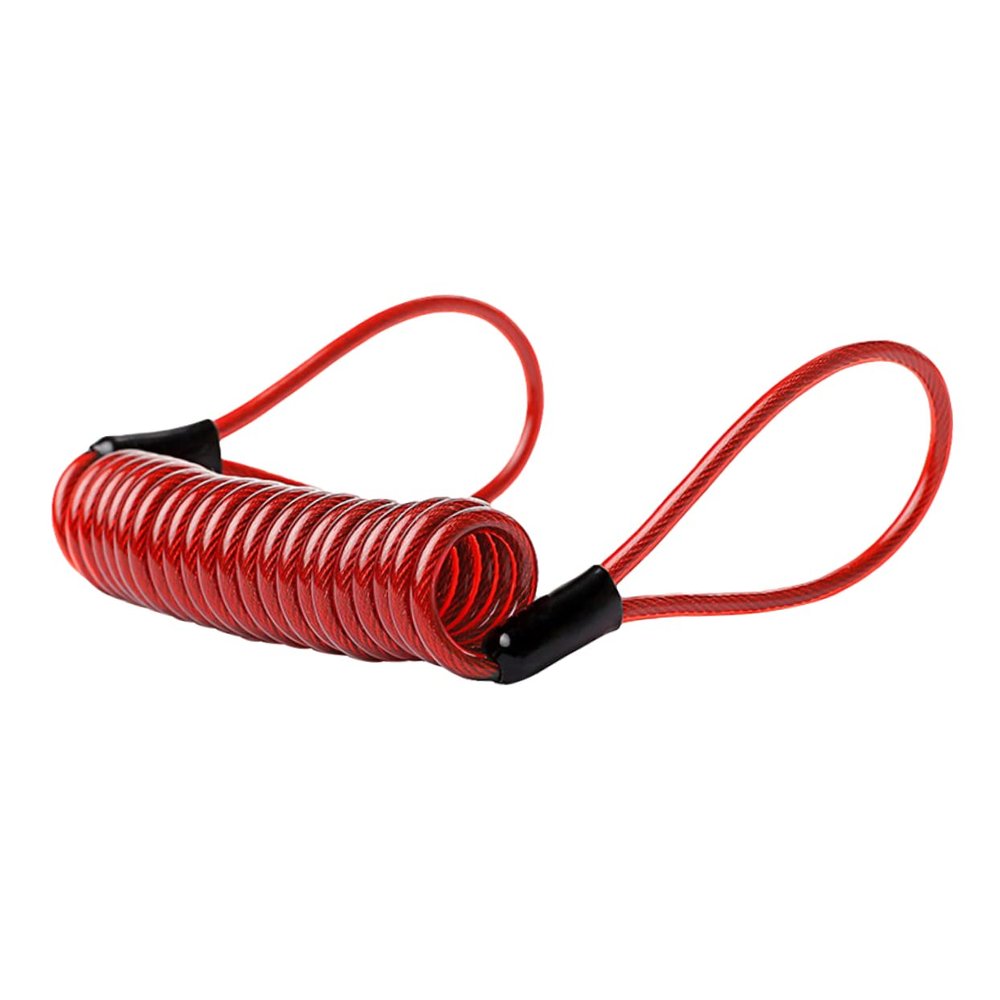 ULTECHNOVO Motorcycle Disc Brake Lock Reminder Cable Security Wire for Bikes Lightweight Coiled Design Fits for Motorbikes Scooters and Bicycles Red