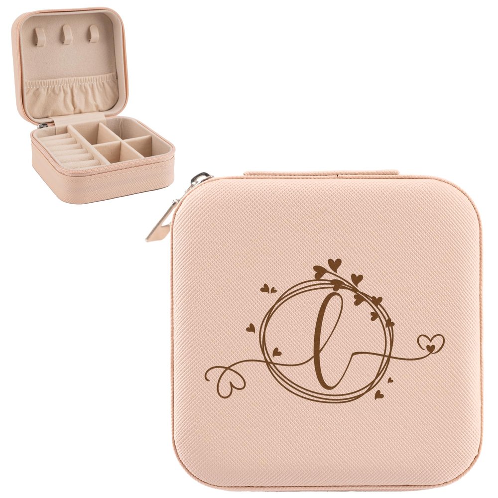 Initial Small Jewelry Box Gift for Mom Gifts for Women, Initial Travel Jewelry Case for Mother from Daughter, Mothers Day Thanksgiving Birthday Gifts for Mom- Jewelry Travel Organizer-Initial L