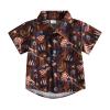 4th of July Toddler Boys Button Down Shirts Kids Independence Day Short Sleeve Flag Print Tee Tops with Pockets (B Brown Guitar, 3-4 Years) view 1