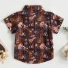 4th of July Toddler Boys Button Down Shirts Kids Independence Day Short Sleeve Flag Print Tee Tops with Pockets (B Brown Guitar, 3-4 Years) view 3