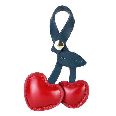 Fuerxy Cute Cherry Charm for Purse Handbags Bag Accessories PU Key Charm (Red)