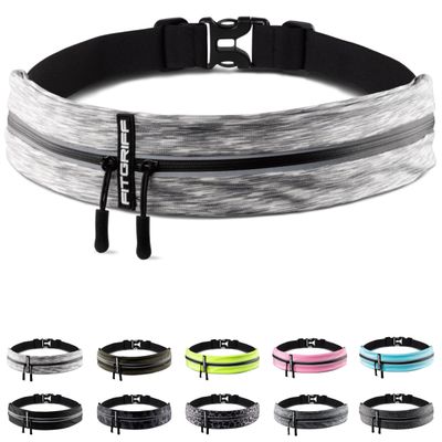 Fitgriff Running Belt for Men & Women - Secure Jogging Pouch for Phone, Keys & Essentials - For All Cell Phones (Whtie, 33.5" - 47.5" Waist Size)