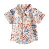4th of July Toddler Boys Button Down Shirts Kids Independence Day Short Sleeve Flag Print Tee Tops with Pockets (B Apricot Fireworks, 3-4 Years) view 1