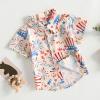 4th of July Toddler Boys Button Down Shirts Kids Independence Day Short Sleeve Flag Print Tee Tops with Pockets (B Apricot Fireworks, 3-4 Years) view 2