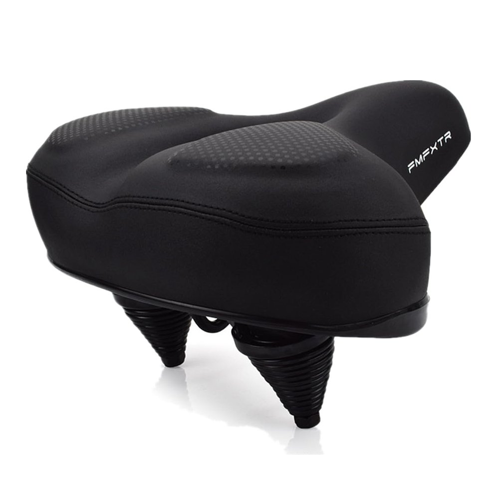 UNISTRENGH Oversized Bike Seat Wide Comfort Bike Saddle Cushion for Women & Men, Large Bike Seat Universal for Road Bike, Spin Bike and Cruiser Bicycle (Black(with Silica Gel))