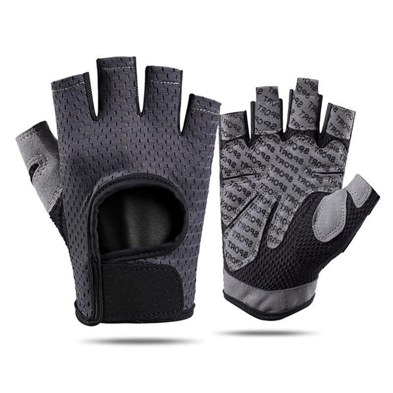 ANJMEICH Fitness Sports Gloves for Machinery Training, Yoga, Cycling, Outdoor Sports (Gray, Small (Small))
