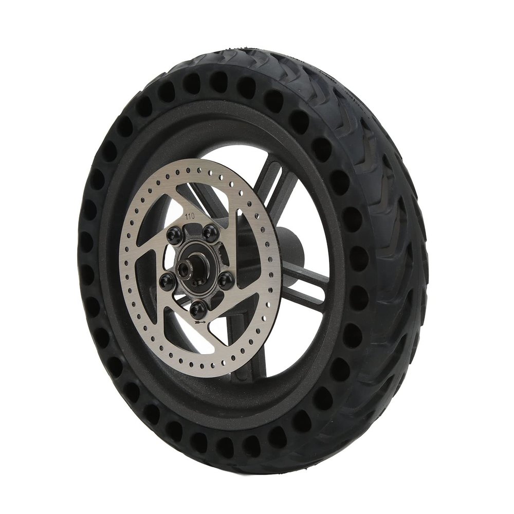 Pilipane Scooter Wheel Hub Tyre, Solid Tire with hub and Brake Disc, 8 5in Rear Wheel Tire Disc Brake Tyre for M365/1S/Electric Scooter, 110mm Solid Tire Replacement