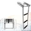 Stainless Steel Folding Dive Ladder 316 Stainless Steel 3 Step Pontoon Boat Ladder Folding Telescoping Ladder Marine Heavy Duty Deck Ladder with Inboard Handrail and Wider Pedals, for Boat Yacht Dock/ view 1