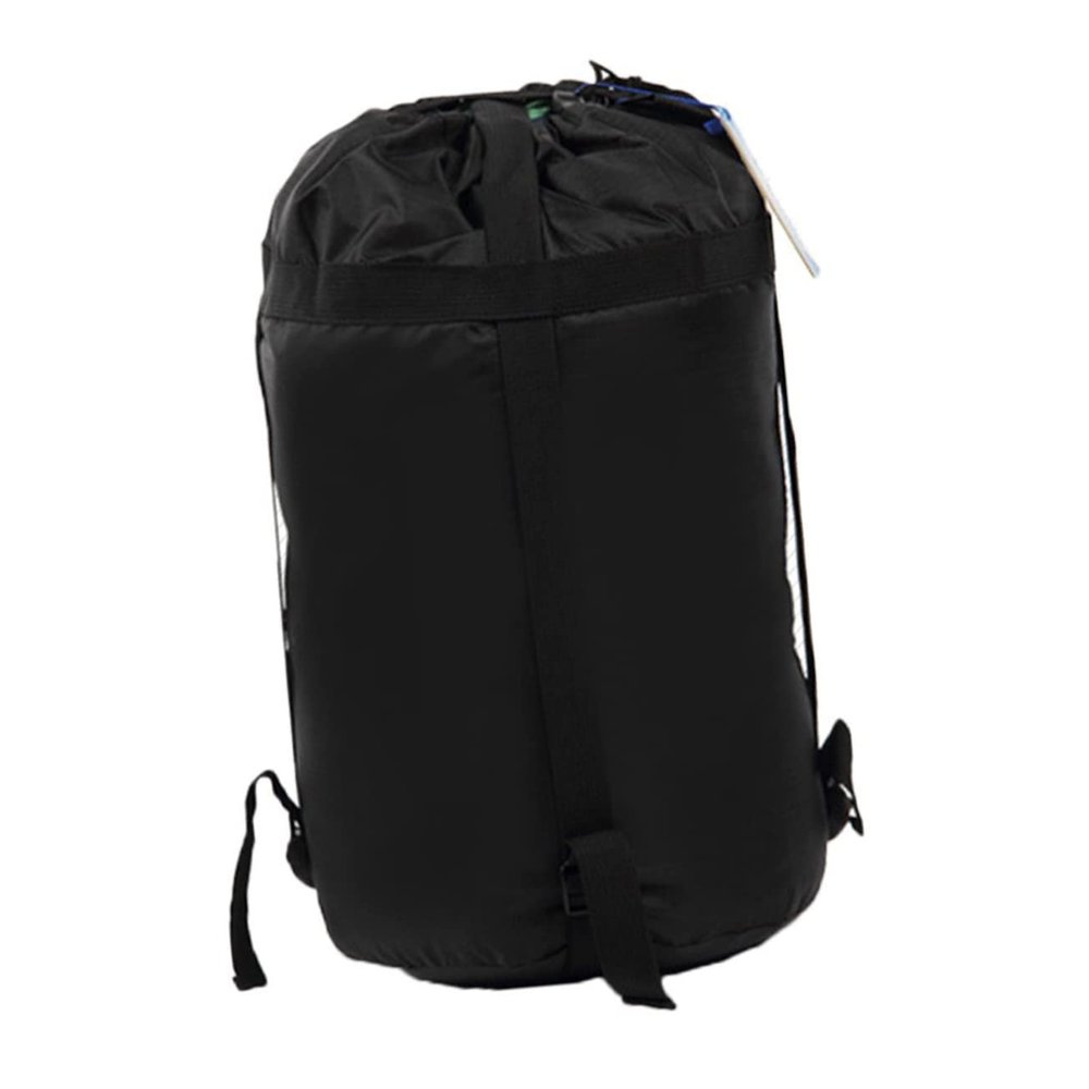POPETPOP Compression Stuff Sack for Sleeping Bag Black Storage Bag for Camping Hiking Travel and Backpacking Durable Reinforced Seams Maximum Capacity Easy to Carry