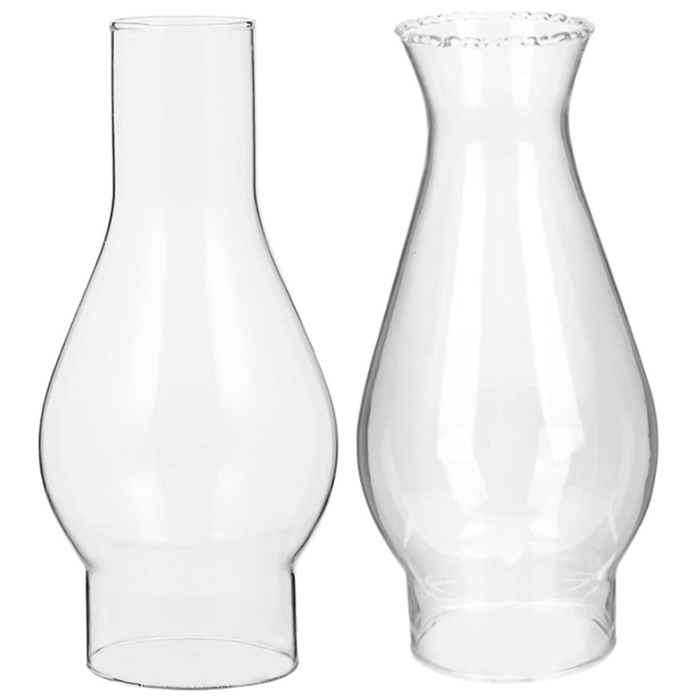 Cabilock 2pcs Hurricane Lamp Shades Glass Oil Lamp Cover Kerosene Chimney Light Oil Cover