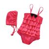 Egmy Toddler Baby Girl Colorful Dots Swimsuit Sport Bikini Set Bowknot Swimwear Bathing Hat Suit (Hot Pink, 8-9 Years) view 1