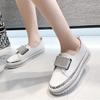 SACFOF Women's Platform Rhinestones Glitter Sneaker Slip On Comfort Sneaker Flat Loafer Casual Shoes view 3