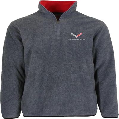 JH Design Mens Chevy Corvette C7 Quarter Zip Fleece Sweatshirt 3 Colors (US, Alpha, Medium, Regular, Regular, Charcoal)