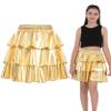 ERDEM KIDS Girls Metallic Skirt 3-Layer Ruffle Sparkly Shiny Dance Party Skirt(MST Gold 4-5 Years) view 1