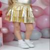 ERDEM KIDS Girls Metallic Skirt 3-Layer Ruffle Sparkly Shiny Dance Party Skirt(MST Gold 4-5 Years) view 3