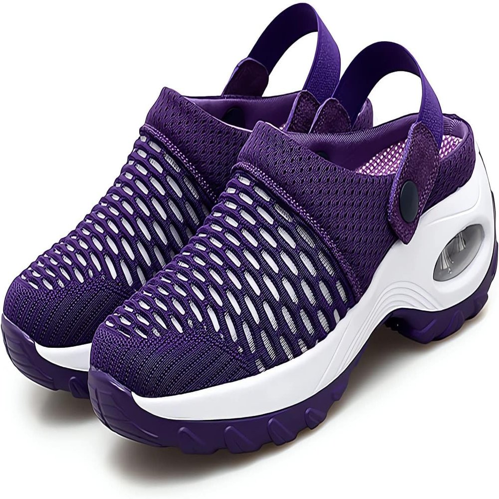 2024 New Air Cushion Orthopedic Slip on Shoes Air Cushion Slip-on Diabetic Walking Shoes for Women Wide Width (Purple, Adult, Women, 9.5, Numeric Range, US Footwear Size System, 10, Wide)