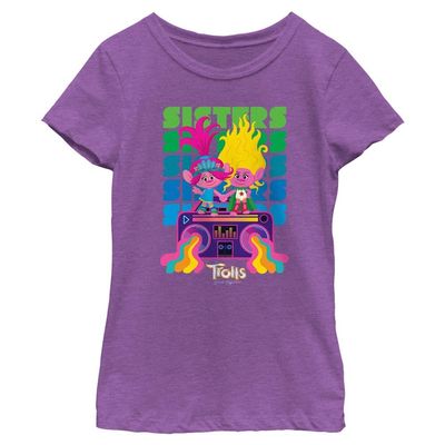 DreamWorks Trolls Girls Sis Boombox Short Sleeve Tee Shirt