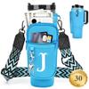 LOKASS Water Bottle Holder with Strap for Stanley Cup 30 oz Tumbler, Personalized Initial Stanley Cup Accessories 30oz, Stanley Cup Carrier Bag for Walking, Valentines Day Gifts for Women, Men, Girls view 1