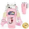LOKASS Water Bottle Holder with Strap for Stanley Cup 30 oz Tumbler, Personalized Initial Stanley Cup Accessories 30oz, Stanley Cup Carrier Bag for Walking, Valentines Day Gifts for Women, Men, Girls view 1