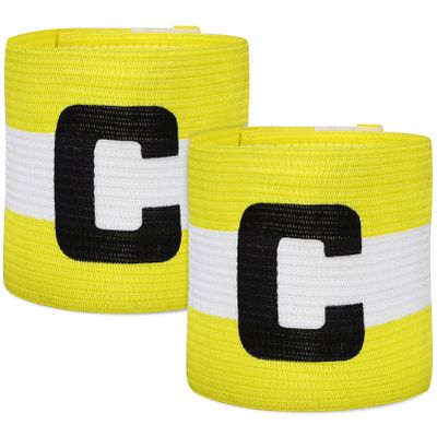 POPETPOP 2pcs Basketball Soccer Balls Armband Elasticity Sleeve Captain Armband Youth Long Sleeve Fan Supplies Outdoor Accessories Yellow Armband Football Sports Adjustable, 30.00X9.00X0.20CM