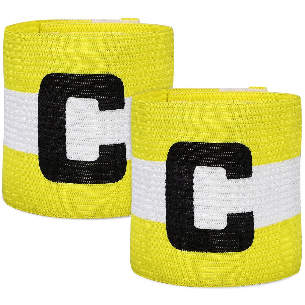 POPETPOP 2pcs Basketball Soccer Balls Armband Elasticity Sleeve Captain Armband Youth Long Sleeve Fan Supplies Outdoor Accessories Yellow Armband Football Sports Adjustable, 30.00X9.00X0.20CM