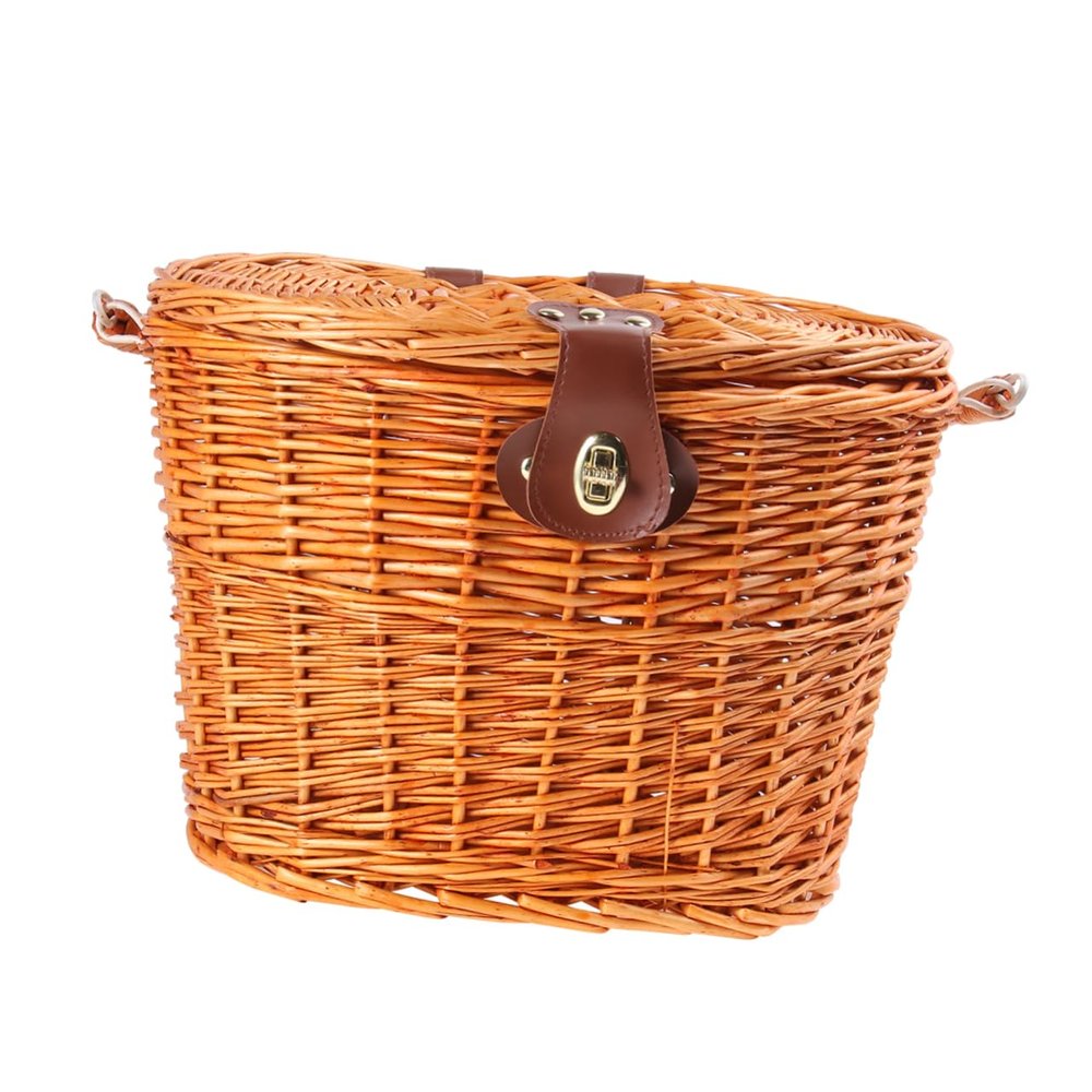 WHAMVOX Bike Wicker Basket with Lid Front Bike Basket for Cruisers for Bicycles Look