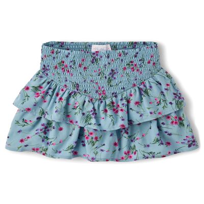 The Children's Place,Girls,Pull On Everyday Skorts,Blue Floral Smocked,X-Large
