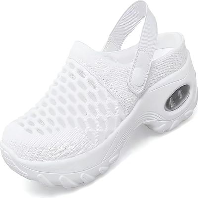 Losjccie 2024 New Air Cushion Orthopedic Slip on Shoes Air Cushion Slip-on Diabetic Walking Shoes for Women Wide Width (White, Adult, Women, 7, Numeric Range, US Footwear Size System, 7.5, Wide)