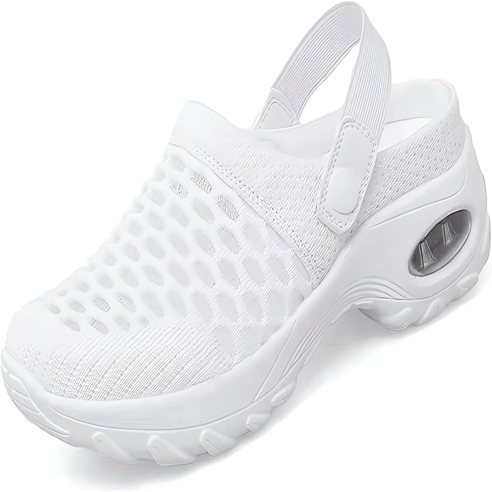 Losjccie 2024 New Air Cushion Orthopedic Slip on Shoes Air Cushion Slip-on Diabetic Walking Shoes for Women Wide Width (White, Adult, Women, 7, Numeric Range, US Footwear Size System, 7.5, Wide)