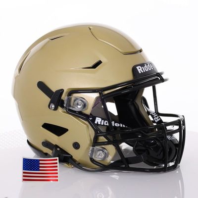Riddell SpeedFlex Adult Helmet w/Black SF-2BD Facemask + US Flag Decal (Vegas Gold, Small) - Green Gridiron