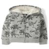 The Children's Place,Baby-Boys,and Toddler Long Sleeve, Sherpa Lined, Zip-Front Hoodie Sweatshirt,Grey Dino,6 Months,9 Months view 1
