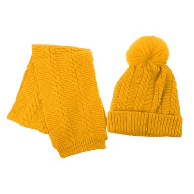 LIFKOME Warm Boys and Girls Knit Hat Scarf Woolen Yarn Comfortable Boy Girl's Winter Hat and Scarf Playtime Protection Yellow