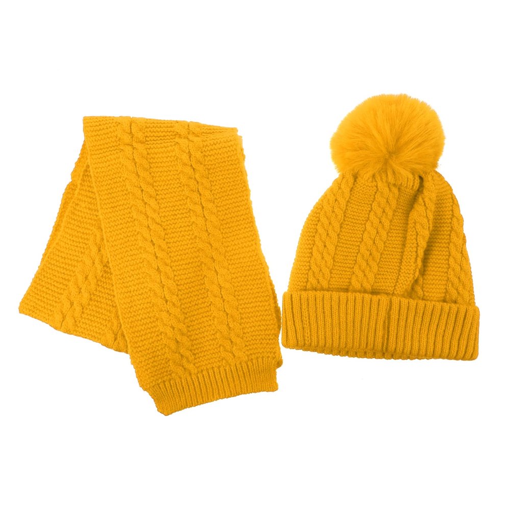 LIFKOME Warm Boys and Girls Knit Hat Scarf Woolen Yarn Comfortable Boy Girl's Winter Hat and Scarf Playtime Protection Yellow