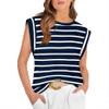 2024 Tops for Women Trendy Summer Casual Cap Short Sleeve Basic Solid Color Crewneck T Shirts Blouse (Navyblue,M) view 1
