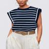 2024 Tops for Women Trendy Summer Casual Cap Short Sleeve Basic Solid Color Crewneck T Shirts Blouse (Navyblue,M) view 4