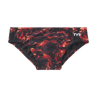 TYR Boys' Durafast Elite Racer Brief Swimsuit, Red/Energia, 22