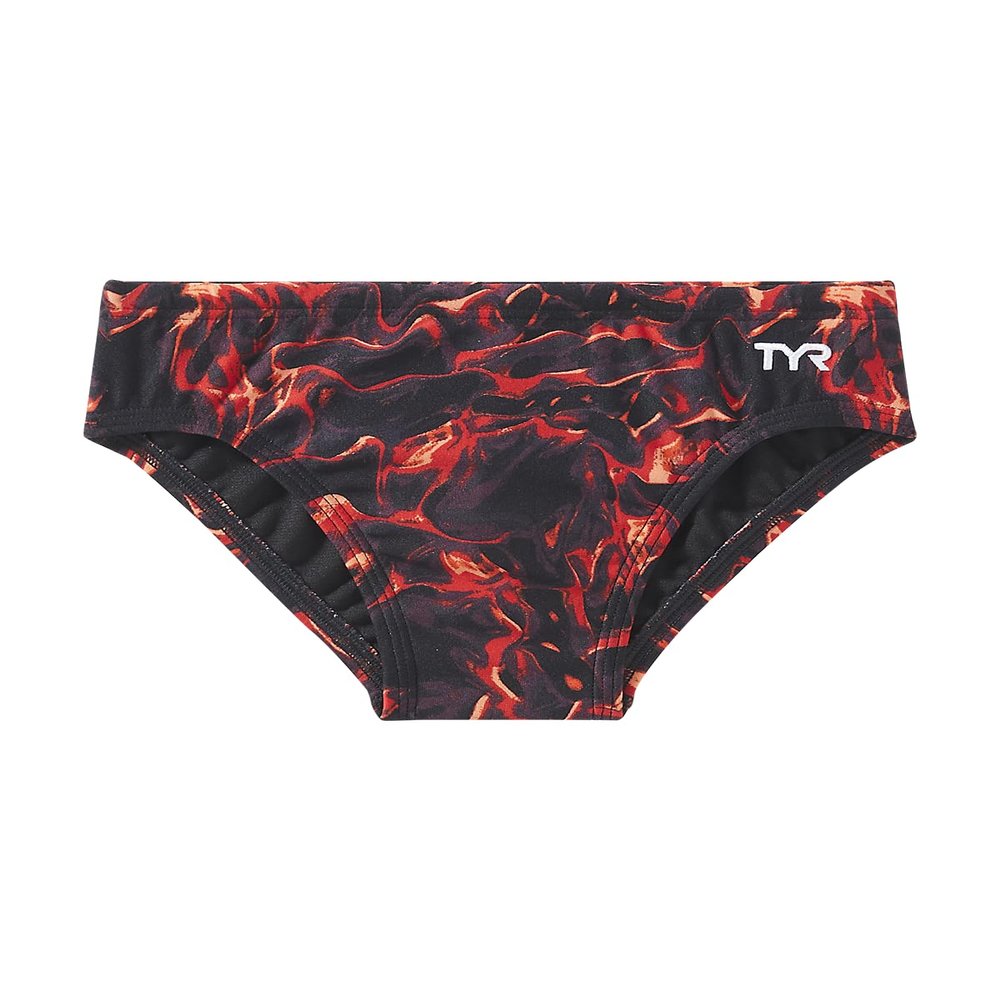 TYR Boys' Durafast Elite Racer Brief Swimsuit, Red/Energia, 22