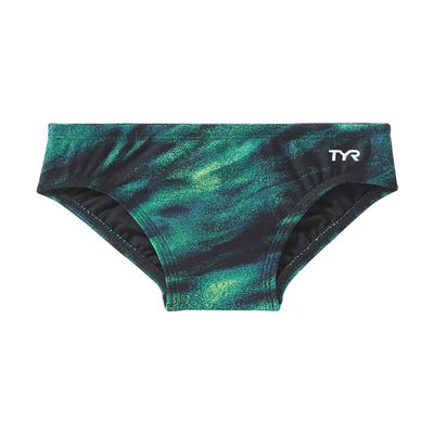 TYR Boys' Durafast Elite Racer Brief Swimsuit, Green/Soren, 22