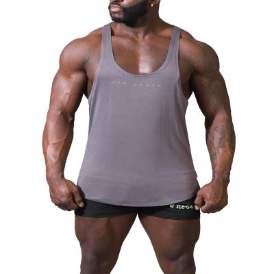 Jed North Pro Bodybuilding Workout Stringer Gym Tank Top Singlet Racerback,PremiumDarkGray,Medium