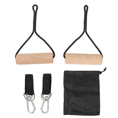 ZIZEV Wooden Gymnastics Rings, 440lb Capacity Muscle Group Building Pull Up Handle Strength Trainer for Home Outdoor Exercise