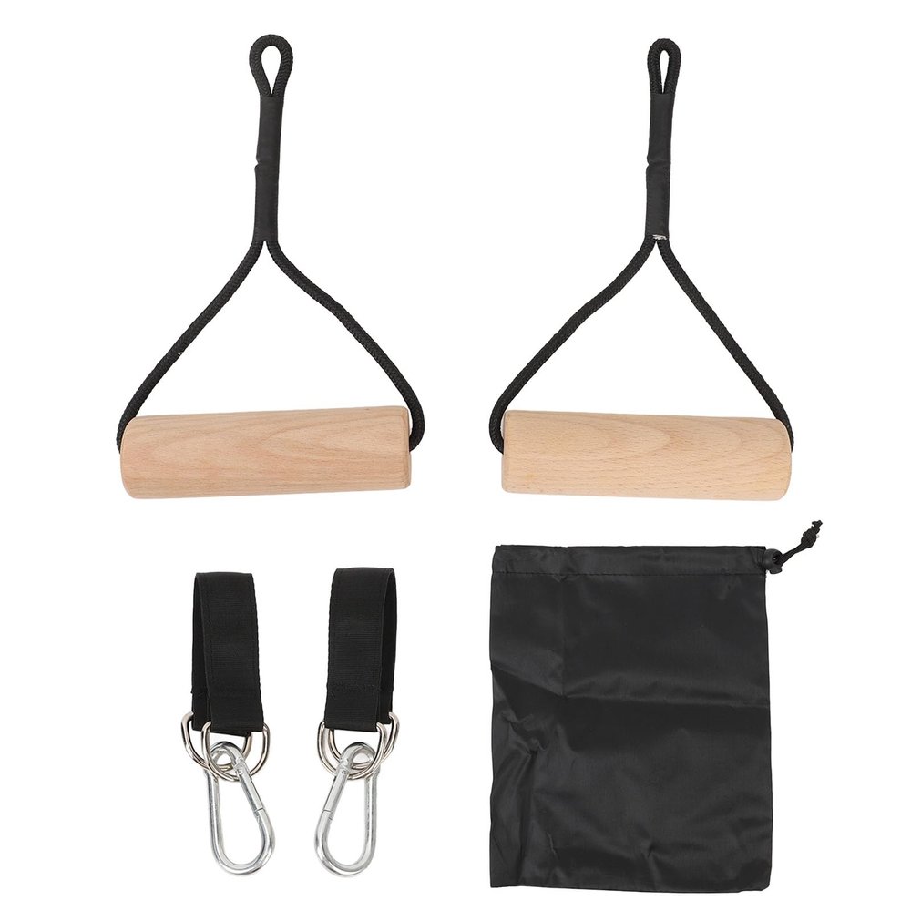 ZIZEV Wooden Gymnastics Rings, 440lb Capacity Muscle Group Building Pull Up Handle Strength Trainer for Home Outdoor Exercise
