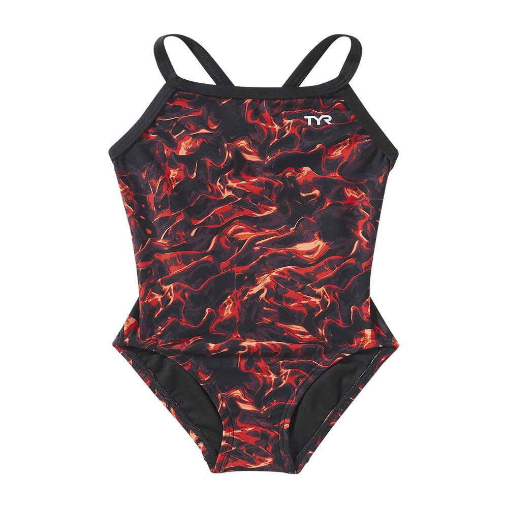 TYR Durafast Elite Diamondfit One Piece Girls' Swimsuit - Athletic Training and Competition Swimwear - Resists Chlorine - 22, Red/Energia