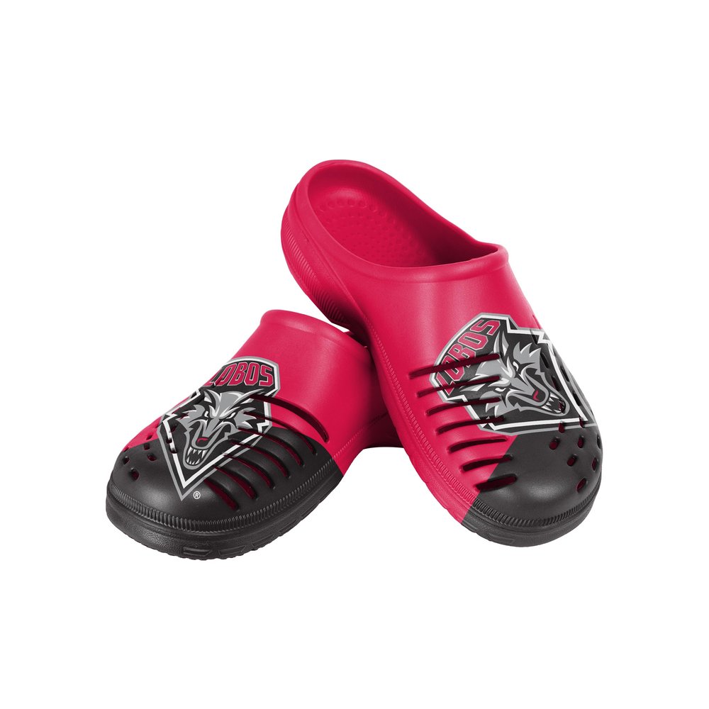 FOCO Men's NCAA Colorblock Big Logo Clog, New Mexico Lobos, Large