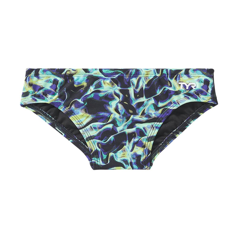 TYR Boys' Durafast Elite Racer Brief Swimsuit, Green/Energia, 22